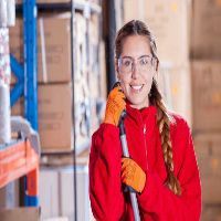 Girl cleaning an office